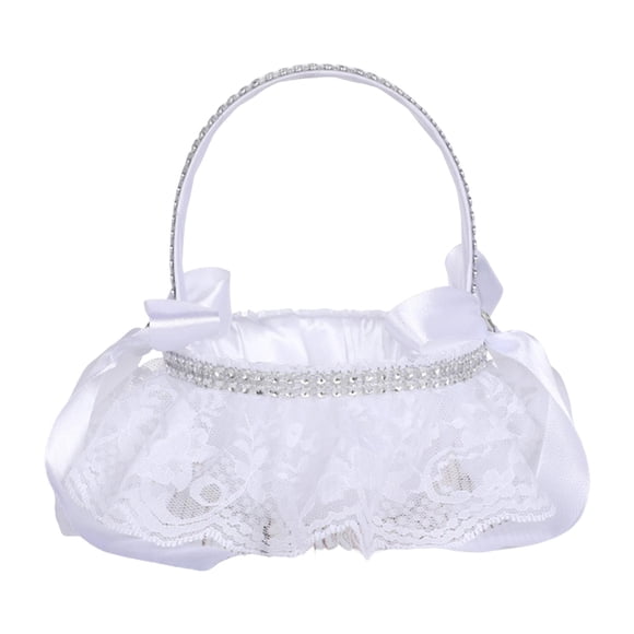 Cesta De Niña De Flores Blancas De Encaje De Dama De Honor Para Mesa De Ducha De Boda Estilo De Compromiso A