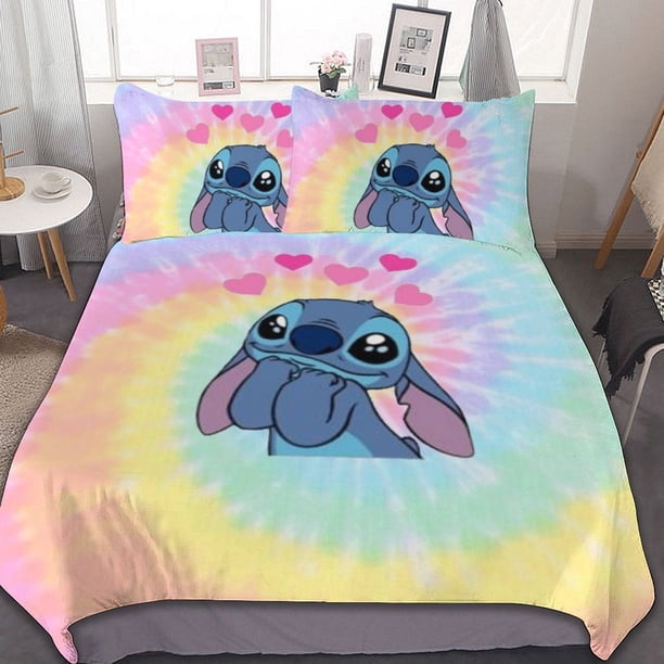 Cute Stitch 3-Piece Bedding Set Warm And Comfortable Soft Duvet Cover Bed Set for Boys Girls Kids Adult Bedroom All Season