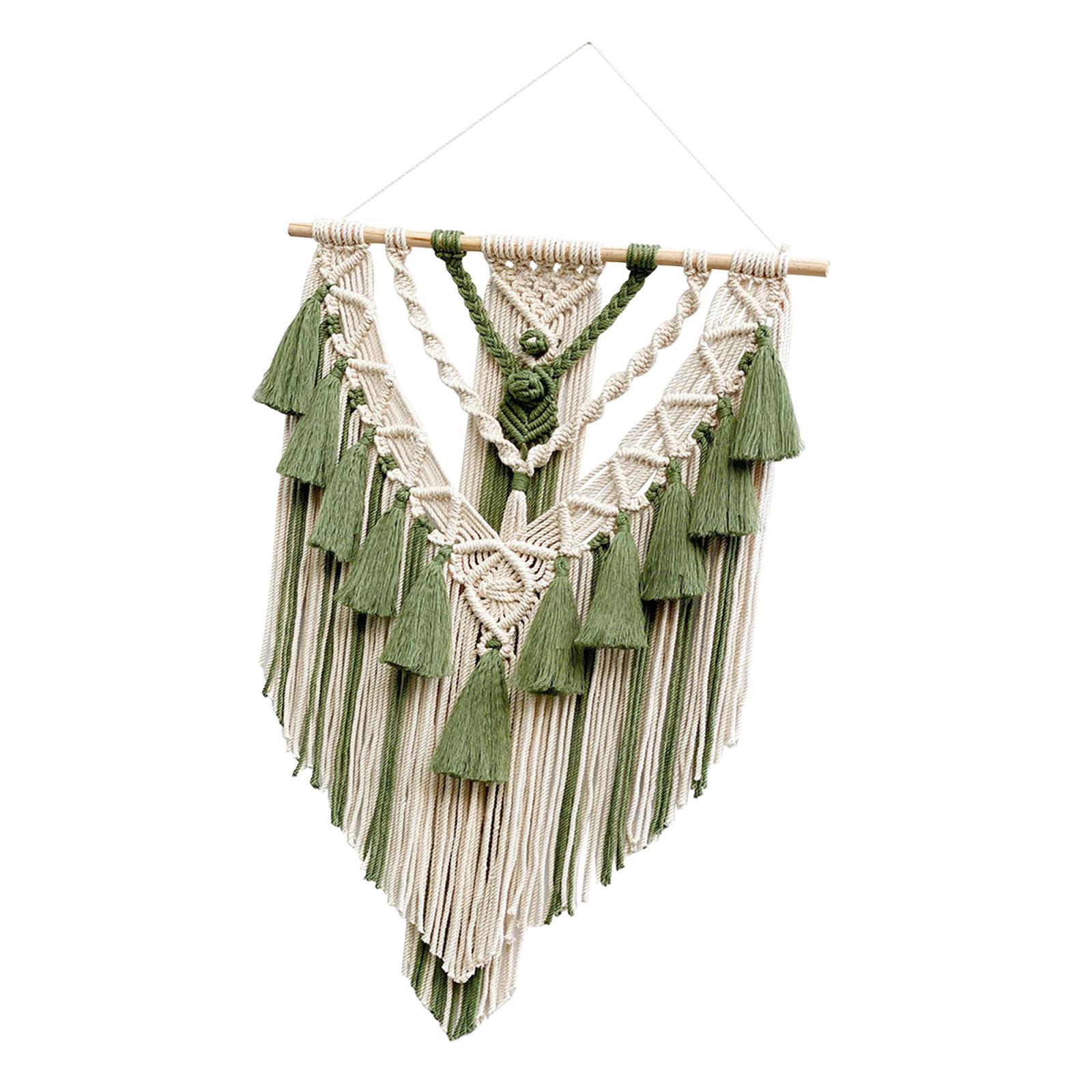 Bothyi - Tapiz De Macramé Elegante Con Flecos De Borlas Bohemias Para Decoración De Fiesta De Guardería Verde