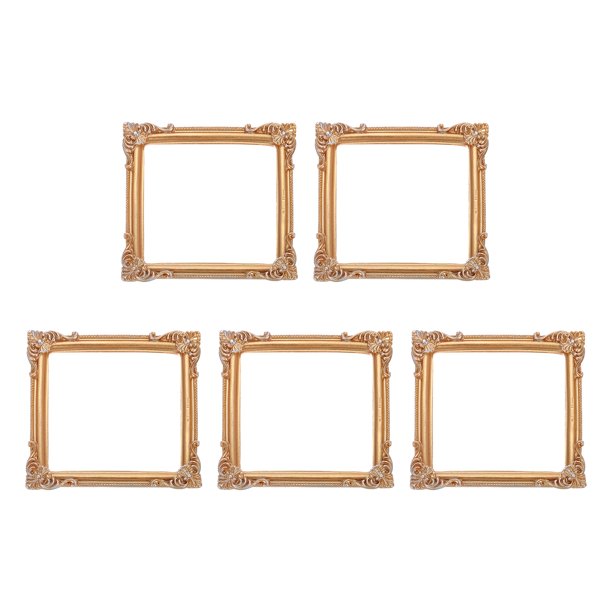 Uxcell 5 Piezas Marcos de Fotos Vintage de Resina, 3.4'' x 3.4'' Mini Marcos de Fotos Ovalados Rectangulares para Colgar en la Pared