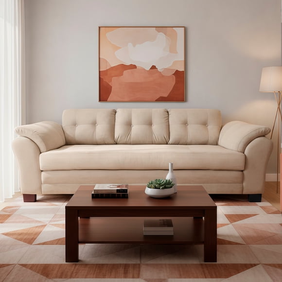 Sofa Samy 3c Resortes Felpa Beige