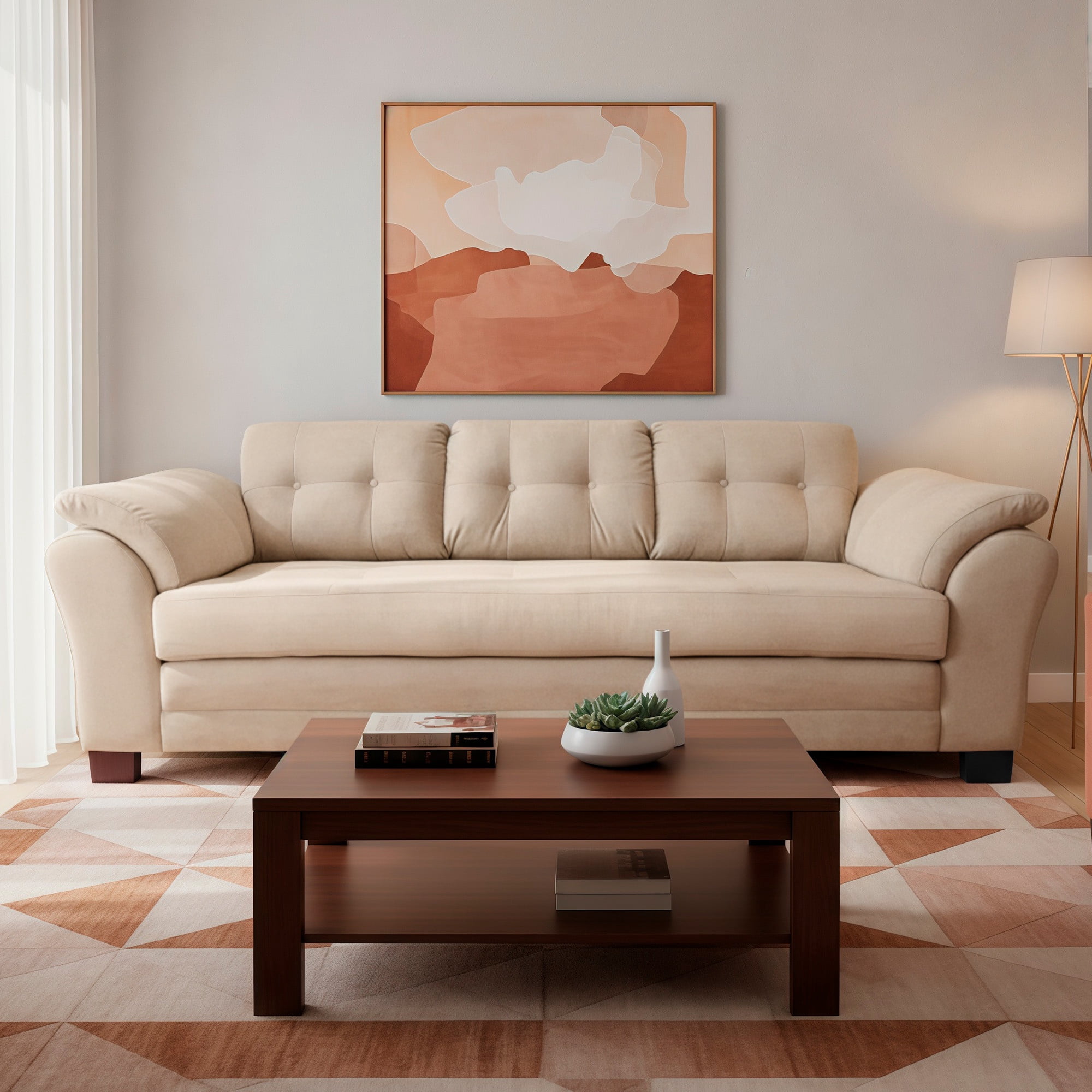 Living Factory - Sofa Samy 3c Resortes Felpa Beige