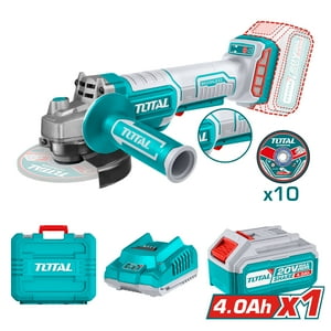 Esmeril Angular Inalámbrico 20V 115 Mm Con Bateria, Cargador Y Maleta Total