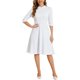 thumbnail image 2 of INSPIRE CHIC Vestido Vintage para Mujer Conjunto de Maestra para Regreso a Clases Vestido de Oficina con Cuello Alto y Mangas 3/4 Línea A XS Blanco, 2 of 6