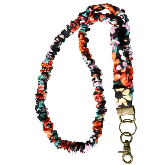 Lanyard WEZEBEL con coletero floral elástico para credencial