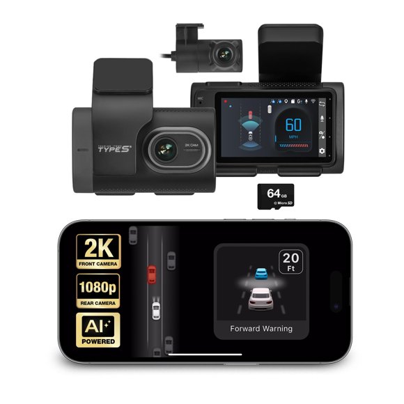 Cámara de tablero TYPE S 1440p IA ADAS 2 canales WiFi