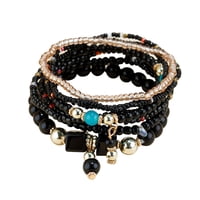 Magideal - Pulsera De Cuentas De Verano Para Playa, Joyería De Colores Brillantes Con Dije Colgante, Cuentas De Moda Negro