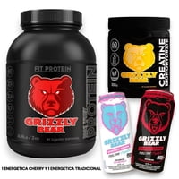 Grizzly Bear - Pack Proteina Whey 2Kg Durazno A La Crema+ Creatina Monohidratada 300Gr + 2 Energeticas
