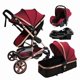 thumbnail image 1 of Coche con silla de nido y base de auto premium 3 en 1 Rojo, 1 of 3