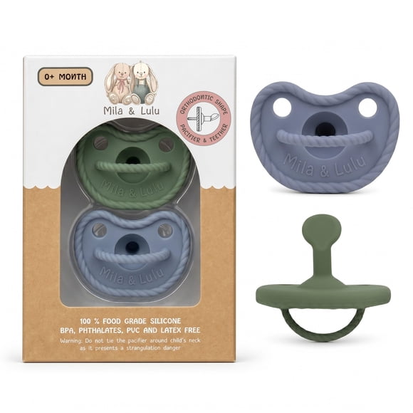 Chupones ortodónticos de silicona Mila & Lulu para 0+ meses (paquete de 2)