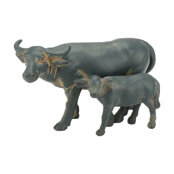 Estatuilla De Búfalo En Miniatura, Estatua De Búfalo Artesanal Para Oficina, Pasillo, Mesa, 2 Uds.