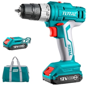 Total - Taladro Atornillador Inalambrico 12V + 2 Baterias + 1 Cargador + 1 Bolso.