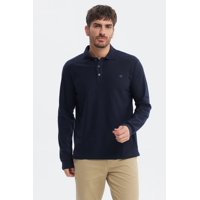 Fashionspark - Polera Hombre Lisa Borbada Con Botones Azul Marino