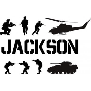 Rienda Libre Graphics - Decomural Personalised Name Army Scene Ws-51006