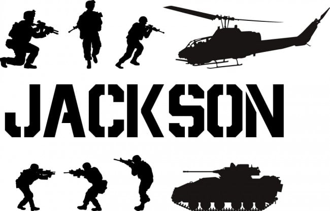 Rienda Libre Graphics - Decomural Personalised Name Army Scene Ws-51006