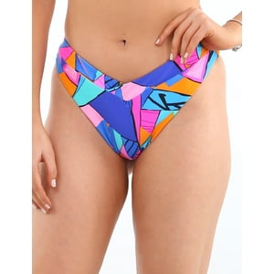 Samia - Bikini Tanga En V Estampado Azul Xl