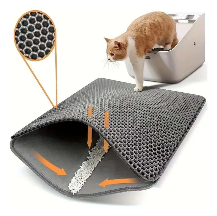 Genérico - Alfombra Doble Para Arenero Gatos Talla L 75*55Cm Gris