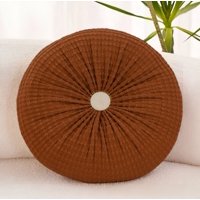 Genérico - Set De 2 Cojines Diseño Boton Color Café