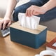 thumbnail image 3 of Caja de pañuelos de madera sencilla para el hogar, caja de almacenamiento de pañuelos de escritorio para sala de estar, 3 of 5