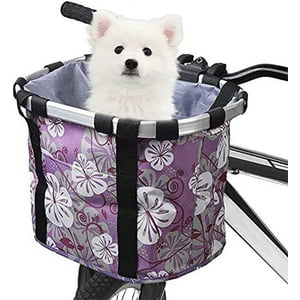 Defensor Forever - Cesta Desmontable Para Bicicleta Para Pasear A La Mascota. Lila Floreada