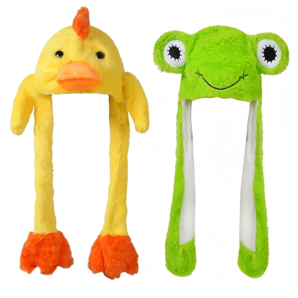 Gorro móvil YC JILAI con orejas de peluche con orejas de rana y pato de Animal Hat, paquete de 2