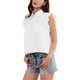 thumbnail image 4 of CURVY GLAM Blusas casuales de verano para mujer con botones, cuello con solapa y mangas con volantes XL Blanco, 4 of 6