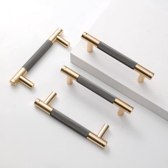 Tiradores para gabinete Ntresbonne de 96 mm, dorado y gris, aluminio, paquete de 2