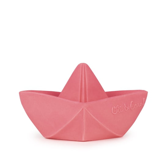 Juguete Mordedor, Diseño Bote Origami, Color Rosado, Oli & Carol