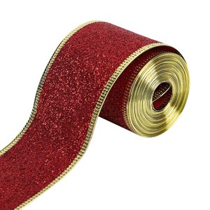 Magideal - Cinta Navideña Con Purpurina De 2 Pulgadas X 90 Yardas, Elegante, Multiusos, Para Decoración Navideña, Bricolaje, Flexible Para Bodas, Accesorios De Rojo