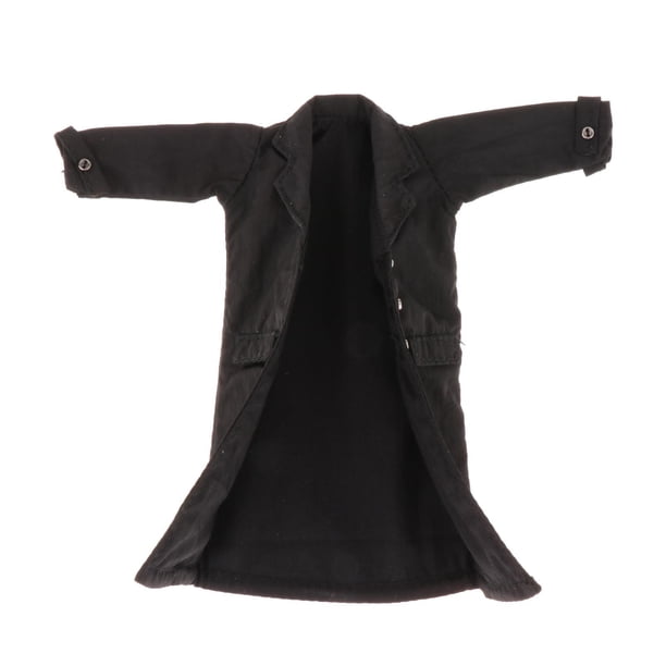 Gabardina en miniatura a escala 1:12, disfraz de abrigo de figura masculina, abrigo informal elegante de moda para figuras de de 6 pulgadas, , negro