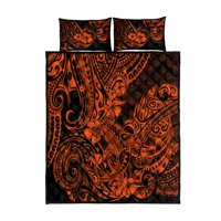 Milsleep - Hawaii Shark Juego De Cama Colcha Polinesia Estampado Naranja Versión Lt01