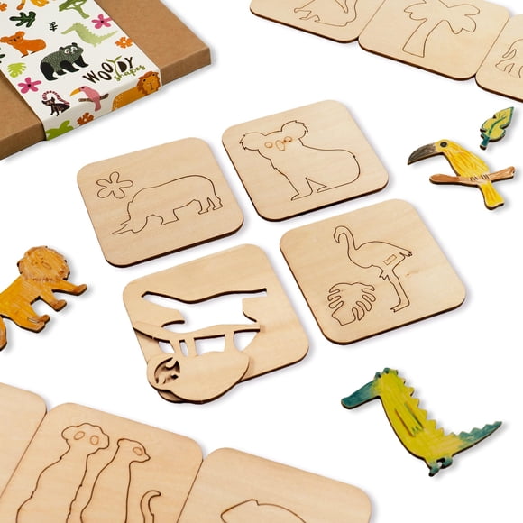 Set De Plantillas De Madera De 20 Piezas 9 5 X 9 5 Cm Para Niños