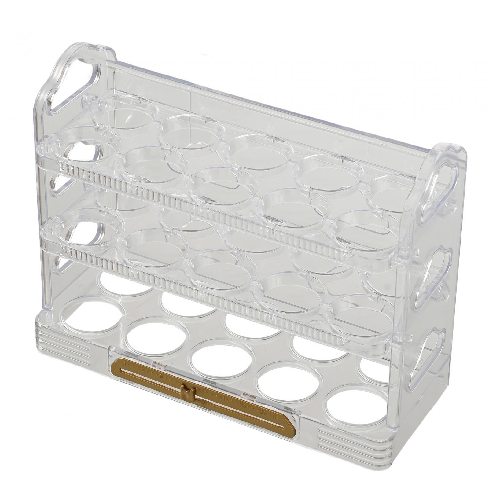 Bothyi - Soporte Para Huevos De 3 Niveles Con Asa, Bandeja Para Huevos, Para Gabinete, Encimera, Transparente