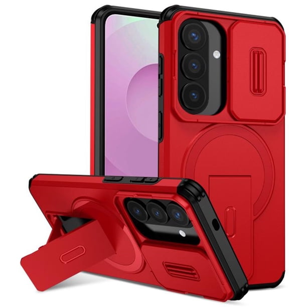 Funda para Samsung Galaxy S26+ 5G 6.7" con Soporte Plegable Invisible, Carga Inalámbrica Magnética MagSafe, Carcasa Deslizante para Cámara, a Prueba de Golpes y Caídas, Funda Protectora Resistente, R