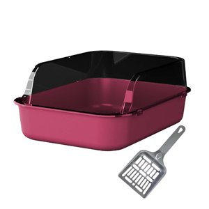 Ioensy - Caja De Arena Para Mascotas Con Parte Superior Abierta, Orinal Portátil, Bandeja Para Arena Para Gatos, Inodoro Para Gatos, Caja De Arena Rosa