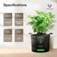 thumbnail image 2 of Bolsas para cultivo de plantas VIVOSUN, paquete de 5 unidades, tela no tejida de 11 litros con asas, 2 of 8