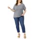 thumbnail image 2 of Agnes Orinda Camisetas de Mujer Tallas Grandes Cuello en V con Muesca Mangas Cortas Enrolladas Camisetas Suaves Casuales de Verano 2025 5X Gris, 2 of 6