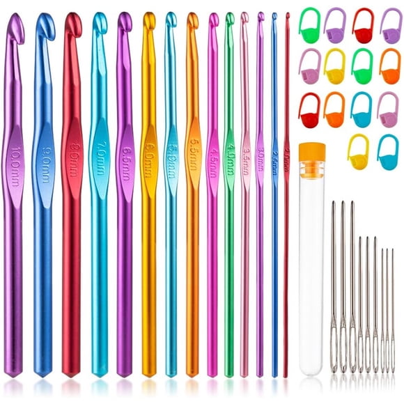 Ganchos Crochet Vodiye 14 Tamaños 2.0 a 10.0 mm Aluminio