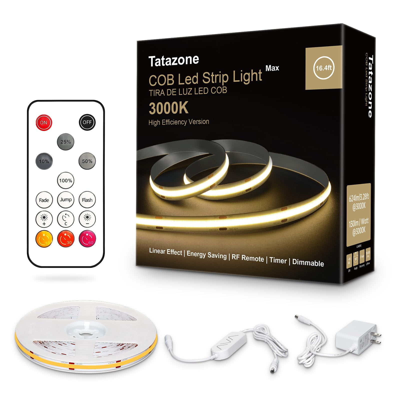 Tira De Luz Led Tatazone Max 5 M 3000 K Blanco Cálido Regulable