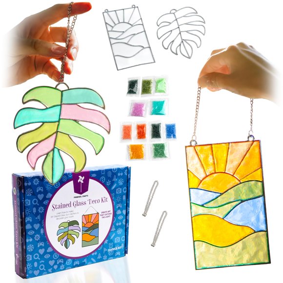Kit de vidrieras Pinwheel Crafts DIY para niños con marcos