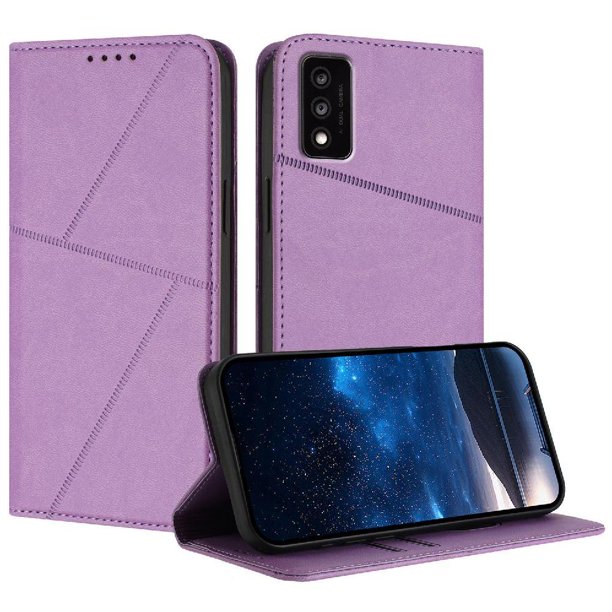 Funda Cartera Magnética para TCL 30T Protección Antichoque con Ranuras Morado