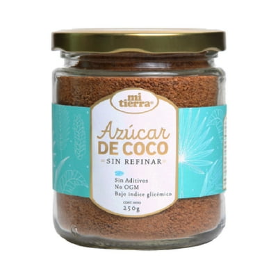 Azúcar Granulada De Coco Sin Refinar Frasco 250 G Mi Tierra