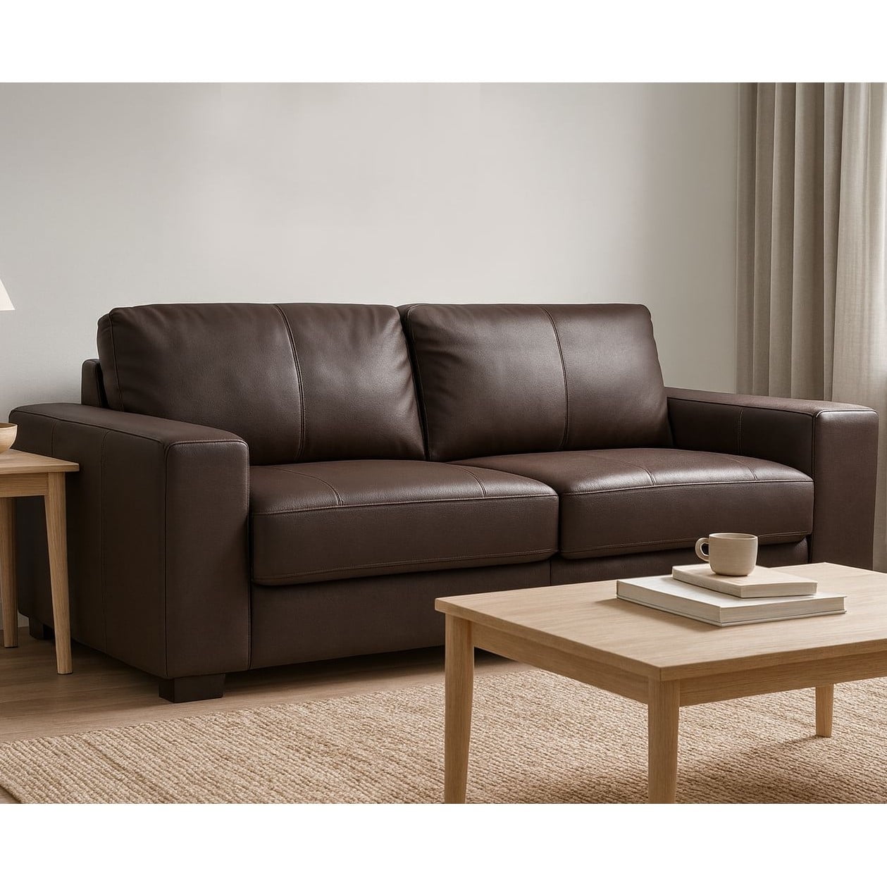 Amuv - Sofa De Cuero Trento 210 Cm Chocolate