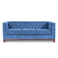 Latam Home - Sofá Roma 3C Tela Velvet Azul Petróleo