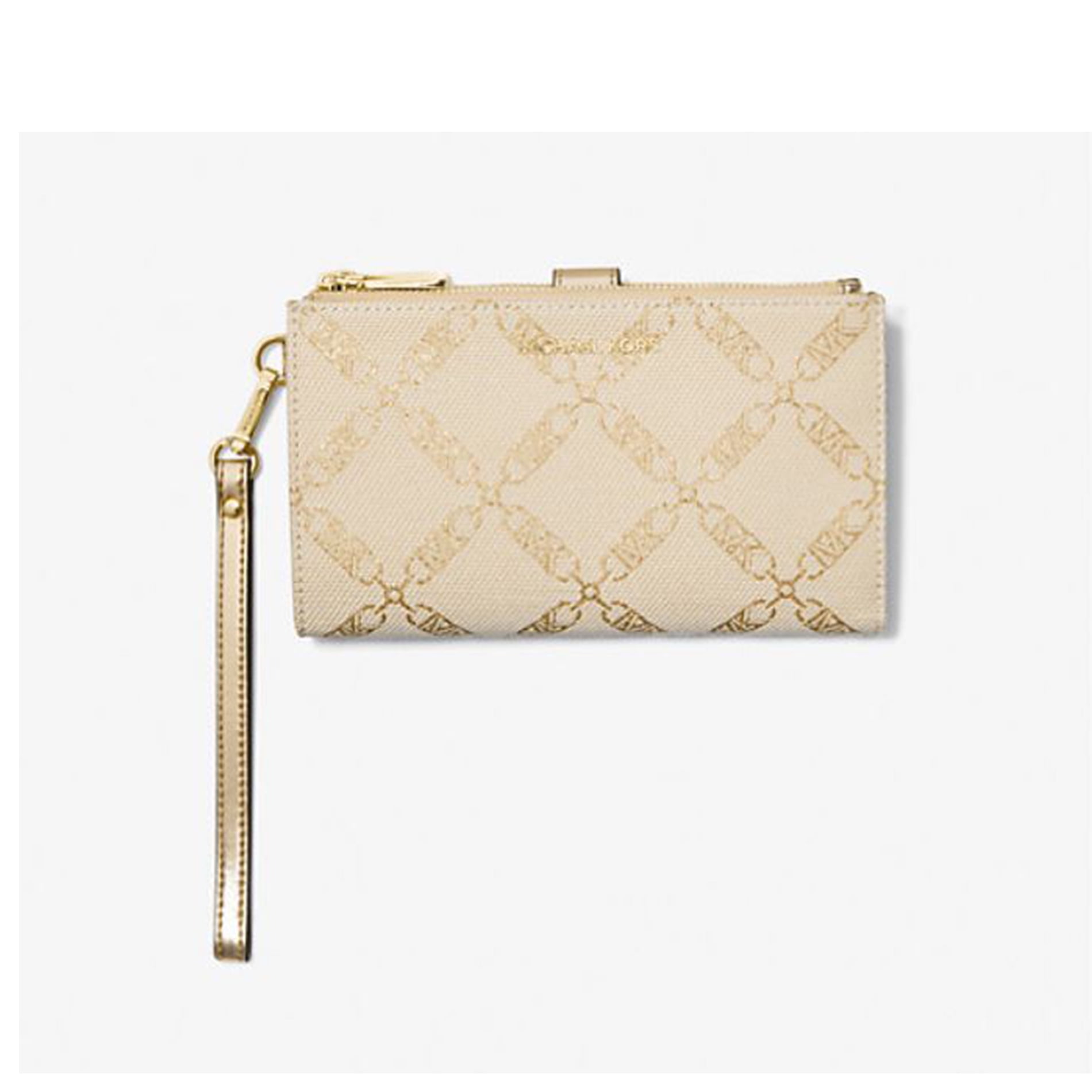 Billetera Michael Kors Mujer Jet Set Pulsera Con Doble Cremallera Natural/oro Pálido