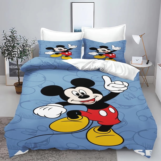 Mickey Mouse duvet cover pillowcase, cute bedding set, home room bedroom boy girls duvet cover gift queen size double bed Bed Sheets