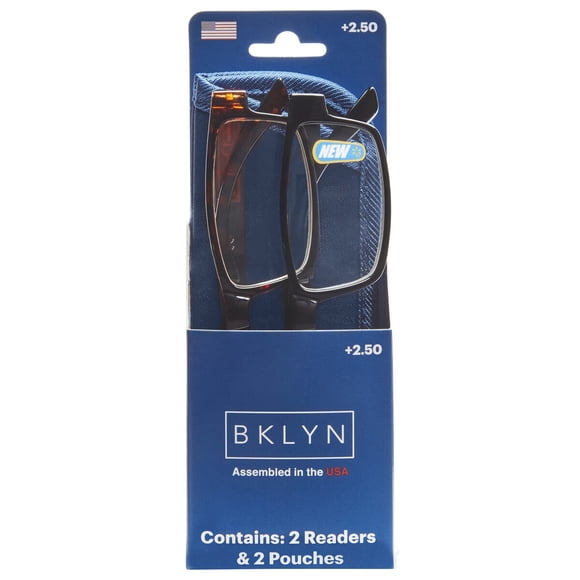 Lentes de lectura BKLYN Sumner 2.50 rectangulares de plástico Pack 2