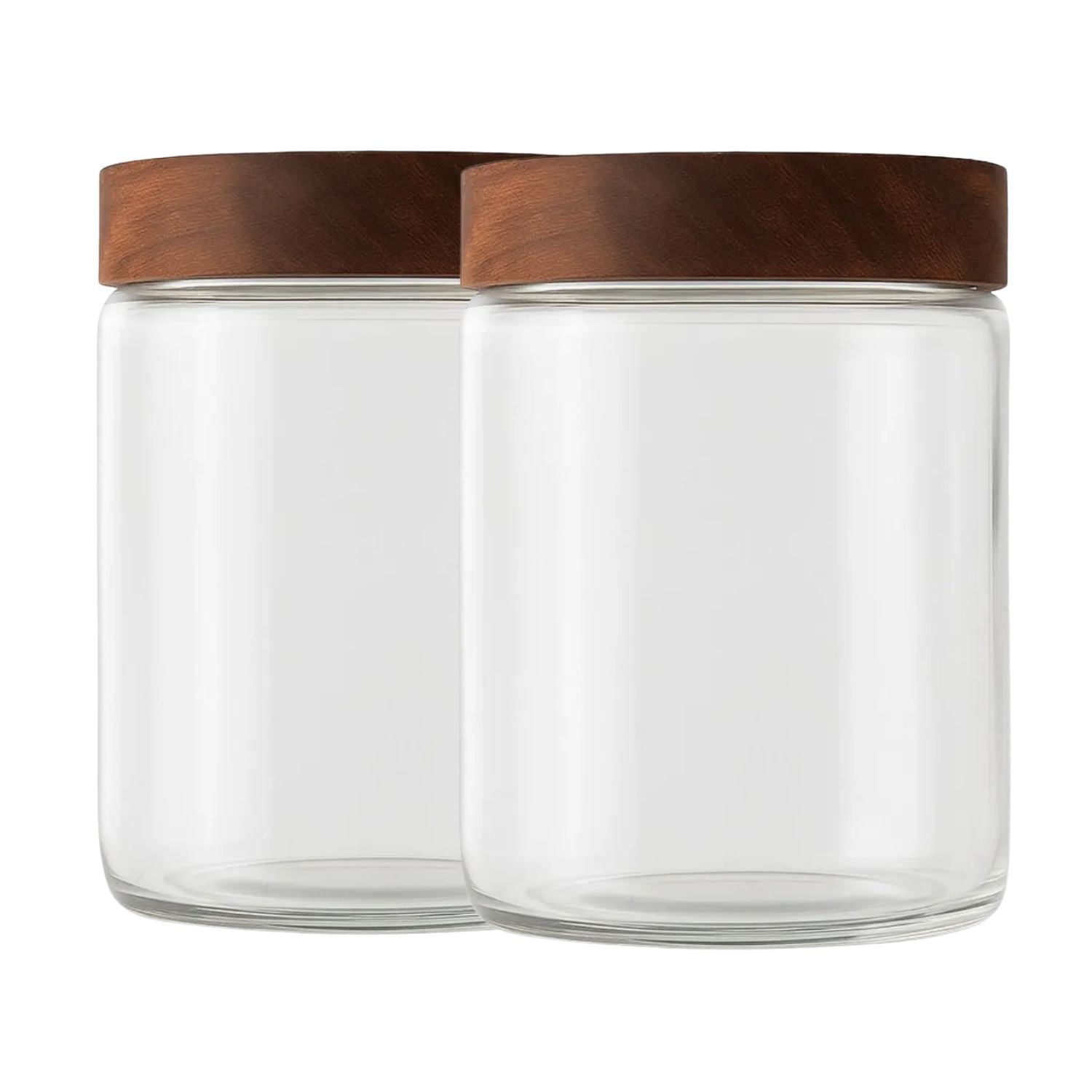 Set 2 Frascos Vidrio Con Tapa De Madera De 750ml Allegra