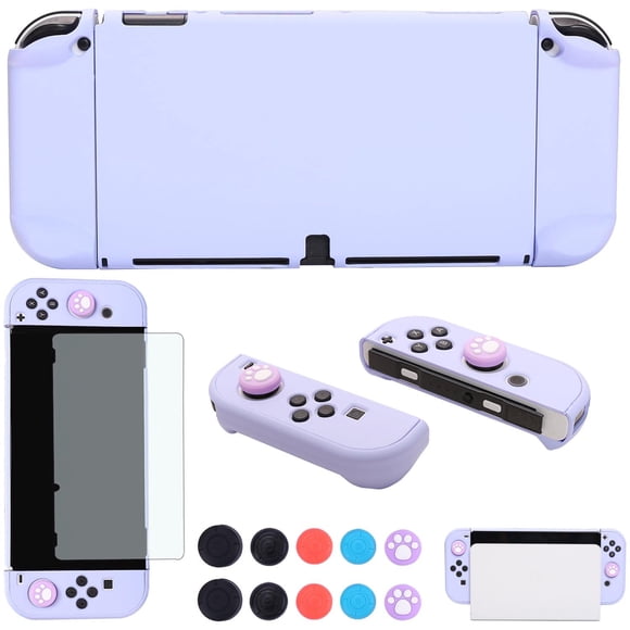 Funda dockable púrpura para Nintendo Switch OLED COMCOOL + pantalla/agarres