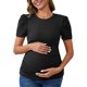 thumbnail image 1 of INSPIRE CHIC Blusa de Maternidad para Mujer de Punto Acanalado con Mangas Cortas Abullonadas Camiseta Fruncida para Sesión de Fotos de Ducha Mediana Negra, 1 of 6